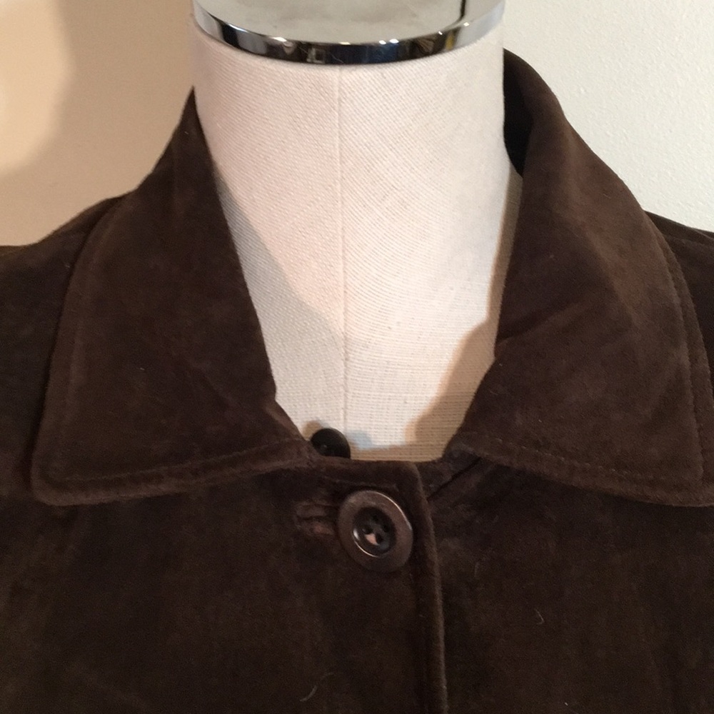 Context Women's Dark Brown Suede Button-Up Jacket - Picture 6 of 8